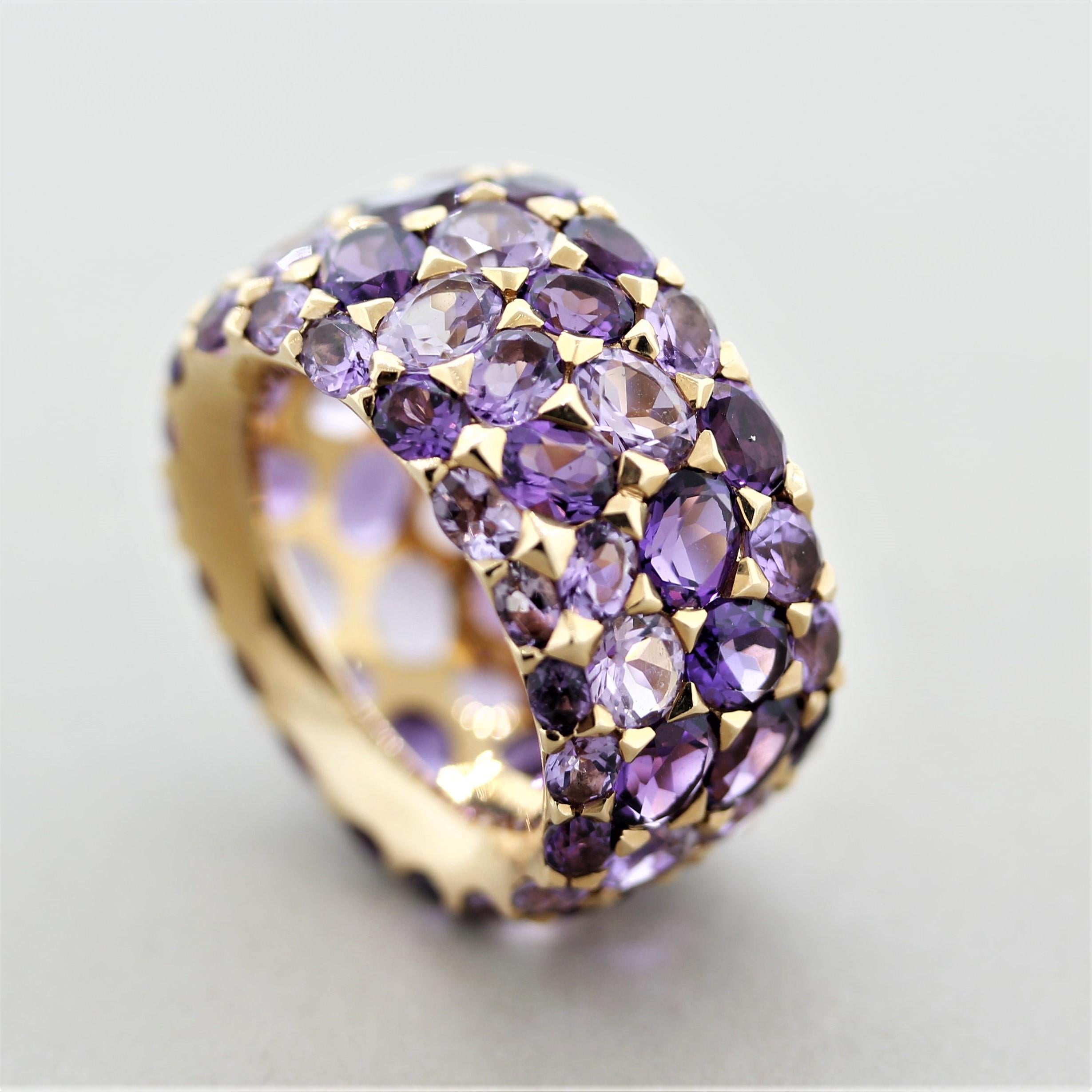 Amethyst Gold Wide Eternity Band Ring In New Condition For Sale In Beverly Hills, CA