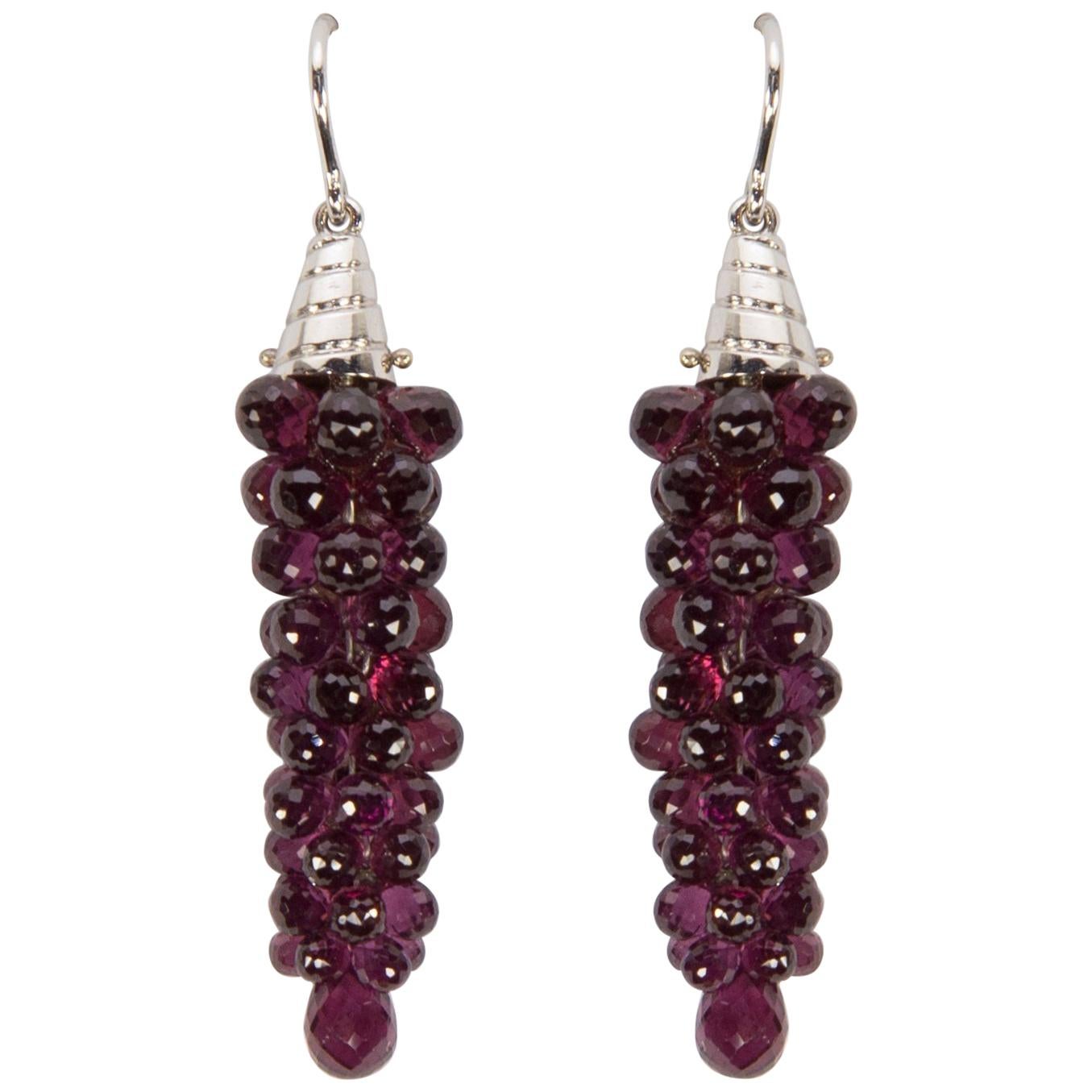 Amethyst Grape Cluster Drop Statement Earrings