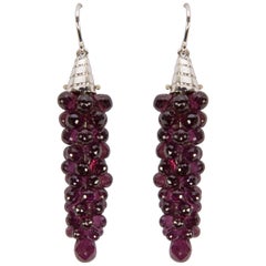 Boucles d'oreilles en goutte fantaisie grappe d'améthyste en grappe