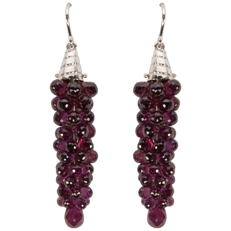 Amethyst Grape Cluster Drop Statement Earrings For Sale at 1stDibs