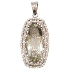 Amethyst Halo Diamond Pendant in 14K Solid Gold (Certified)