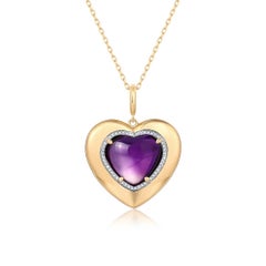 Collana con ciondolo con cuore di ametista in oro giallo 14K (o 18k su richiesta)