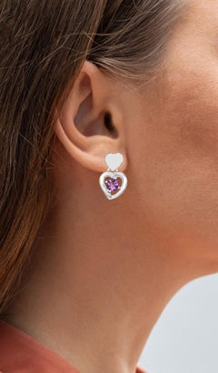 Amethyst Heart Earrings 1.44 Carats Sterling Silver