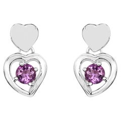 Amethyst Heart Earrings 1.44 Carats Sterling Silver