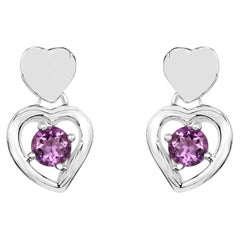 Amethyst Heart Earrings 1.44 Carats Sterling Silver