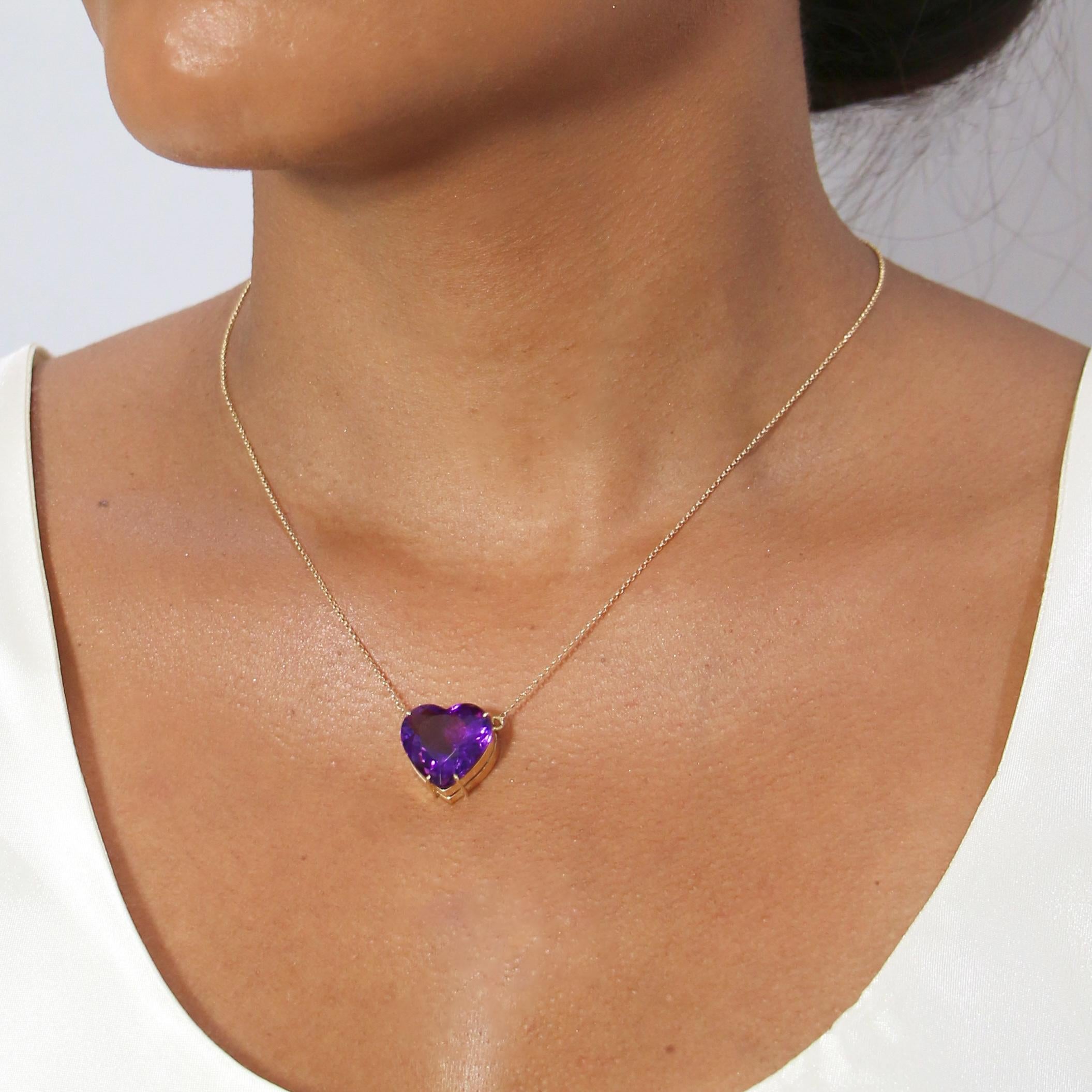 Collier cœur en or jaune 18 carats Neuf - En vente à Markham, CA