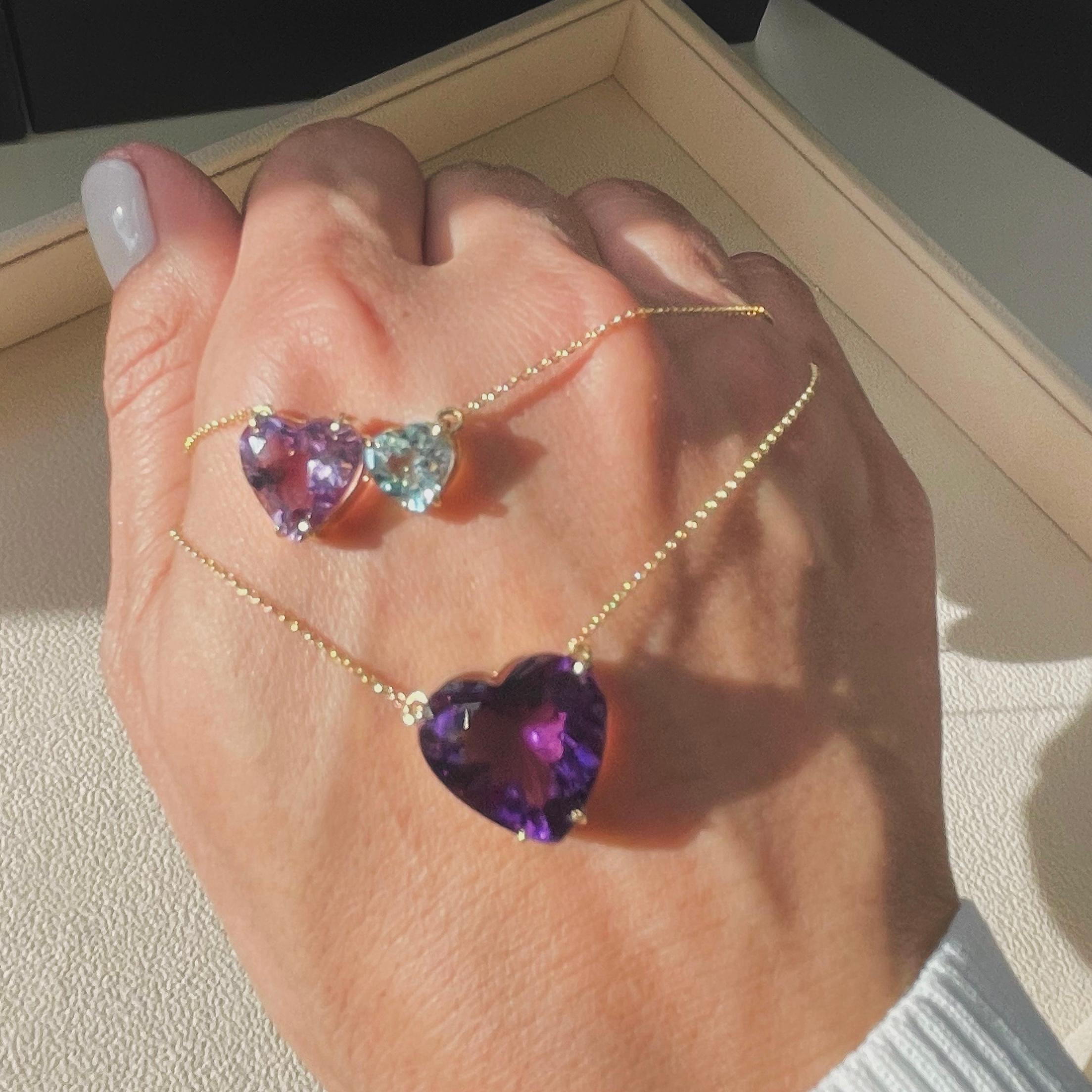 Collier cœur en or jaune 18 carats Pour femmes en vente