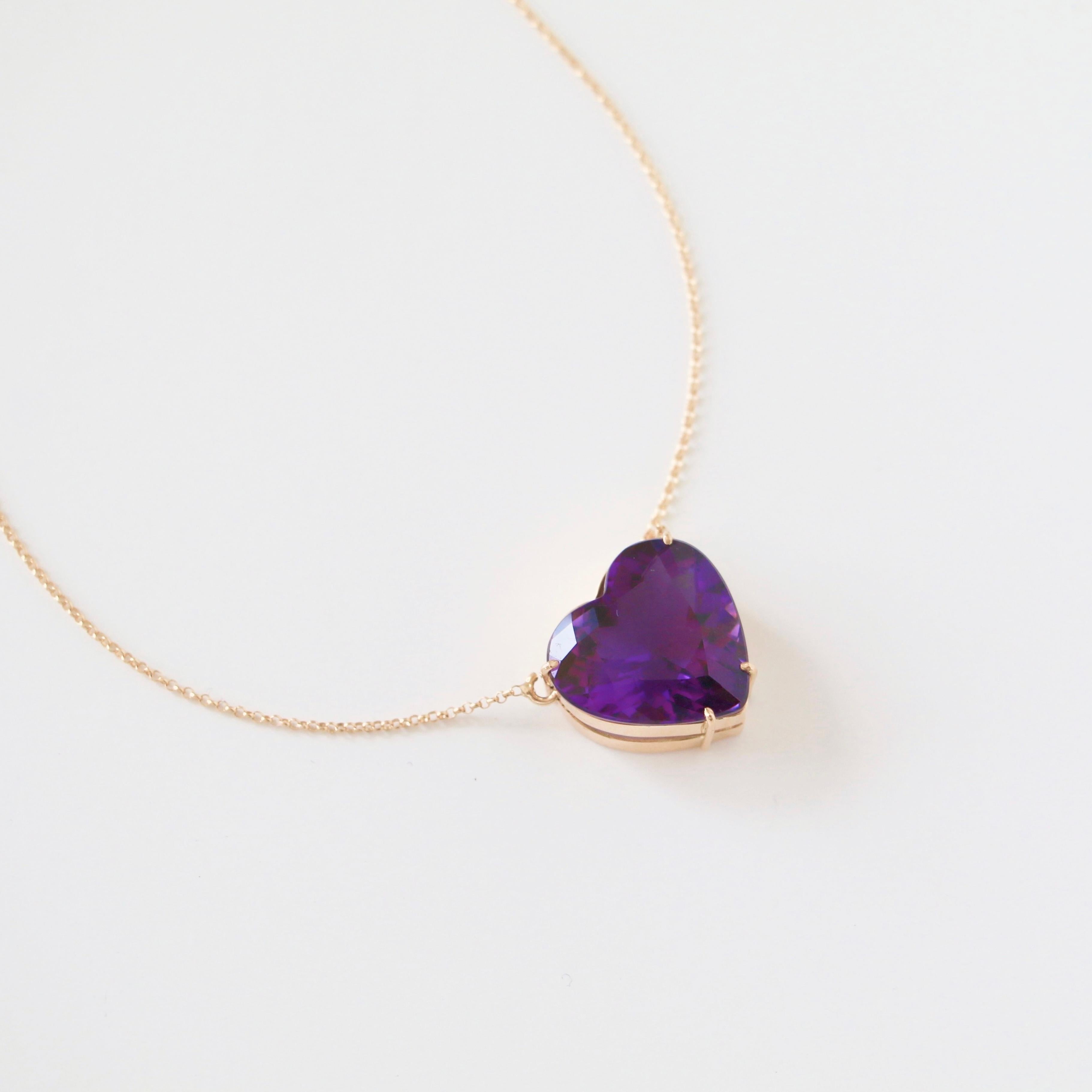 Collier cœur en or jaune 18 carats en vente 1