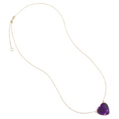 Amethyst Heart Necklace - 18K Yellow Gold