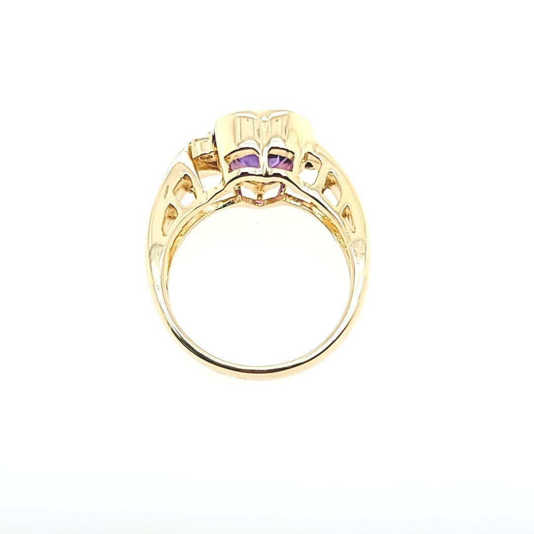 Heart Cut Amethyst Heart Ring in Yellow Gold For Sale