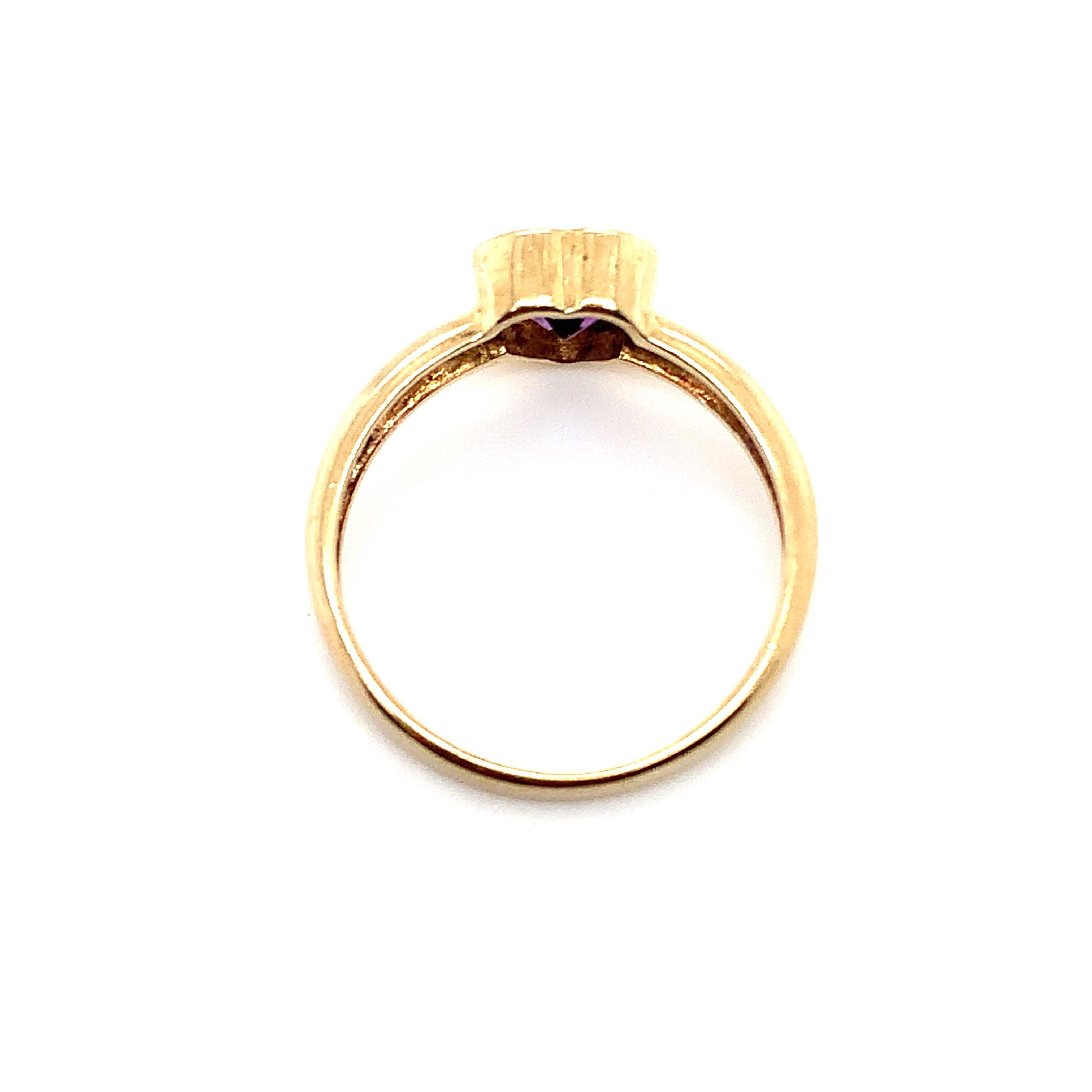 Heart Cut Amethyst Heart Solitaire Engagement Ring Yellow Gold For Sale