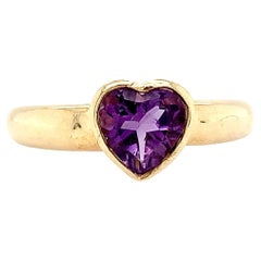 Amethyst Heart Solitaire Engagement Ring Yellow Gold
