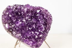 Amethyst Heart with Sparkly Deep Purple Amethyst Druzy on Stand