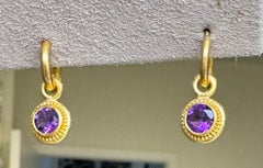 Amethyst hoop and drop earrings in 22 Karat gold