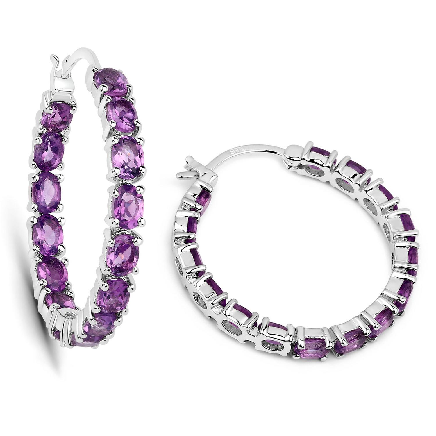 Contemporaneo Orecchini a cerchio con ametista 4,78 carati A. Silver in vendita