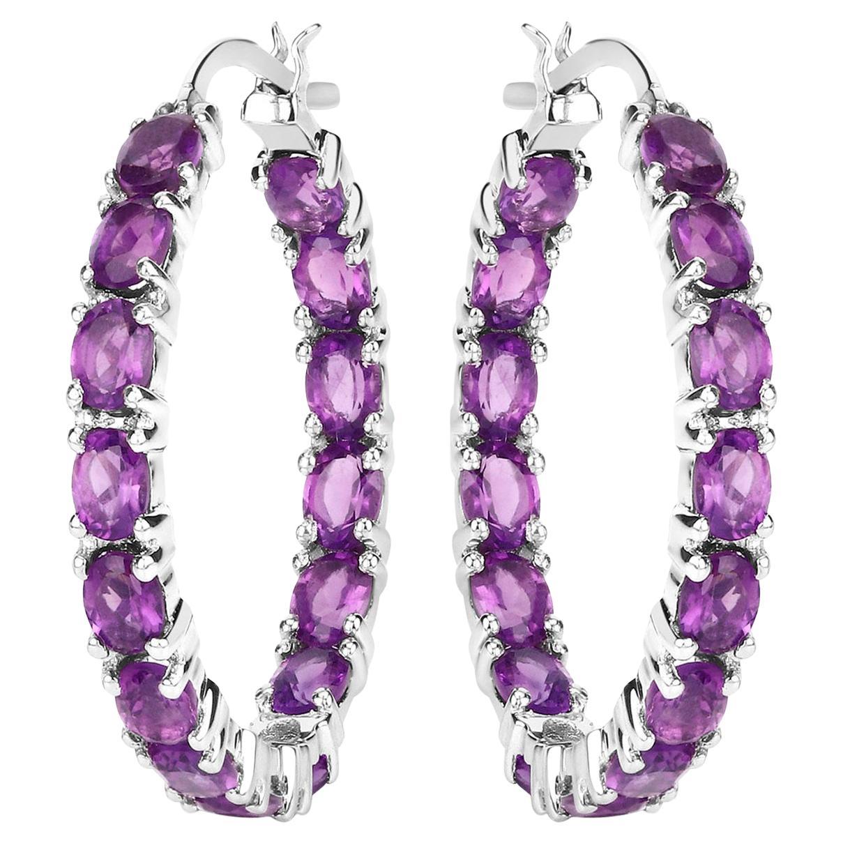 Orecchini a cerchio con ametista 4,78 carati A. Silver
