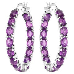 Orecchini a cerchio con ametista 4,78 carati A. Silver