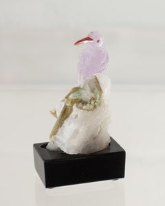 Amethyst Hummingbird on Tourmaline & Quartz Mineral Base