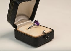Amethyst in 14k White Gold Ring. 1.10ct Oval Amethyst Diamond Accent Engagement