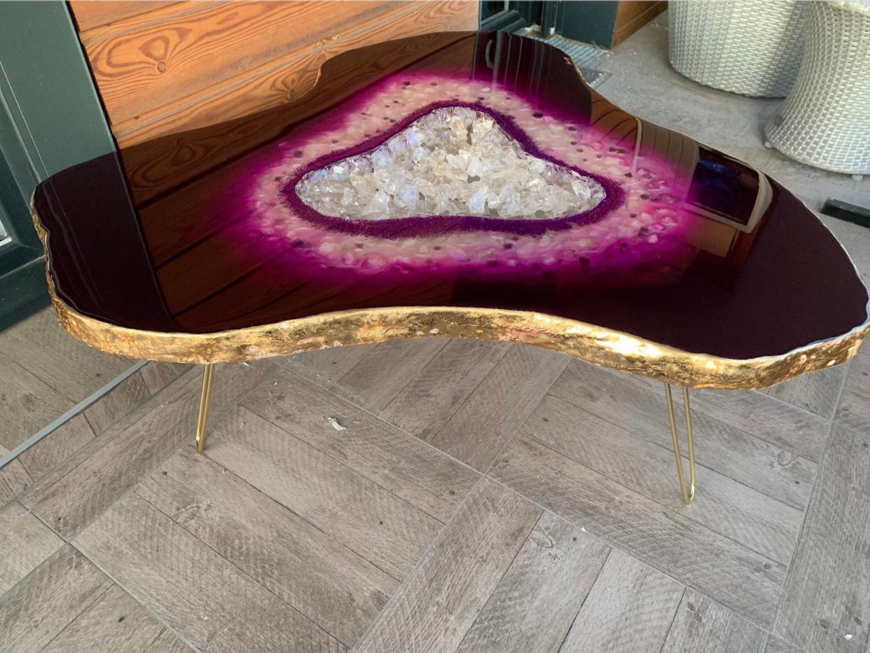 Cast Amethyst inspired table For Sale
