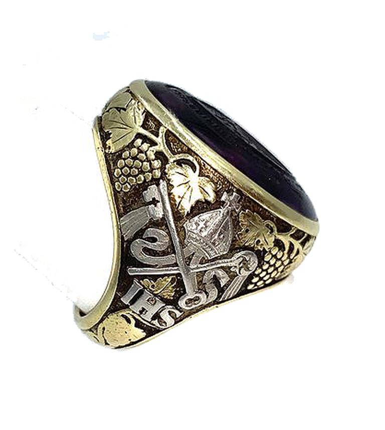 Victorian Amethyst Intaglio Bishop Ring
