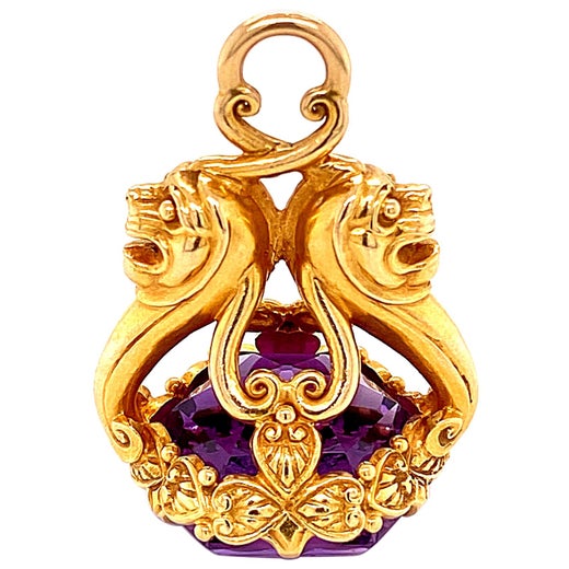 Amethyst Intaglio Watch Fob Pendant Amulet Estate Fine Jewelry For At 1stdibs - 9ct Gold Movable Dolphin Pendant Amethyst Intaglio Watch Fob Pendant Amulet Estate Fine Jewelry For At 1stdibs - 9ct Gold Movable Dolphin Pendant
