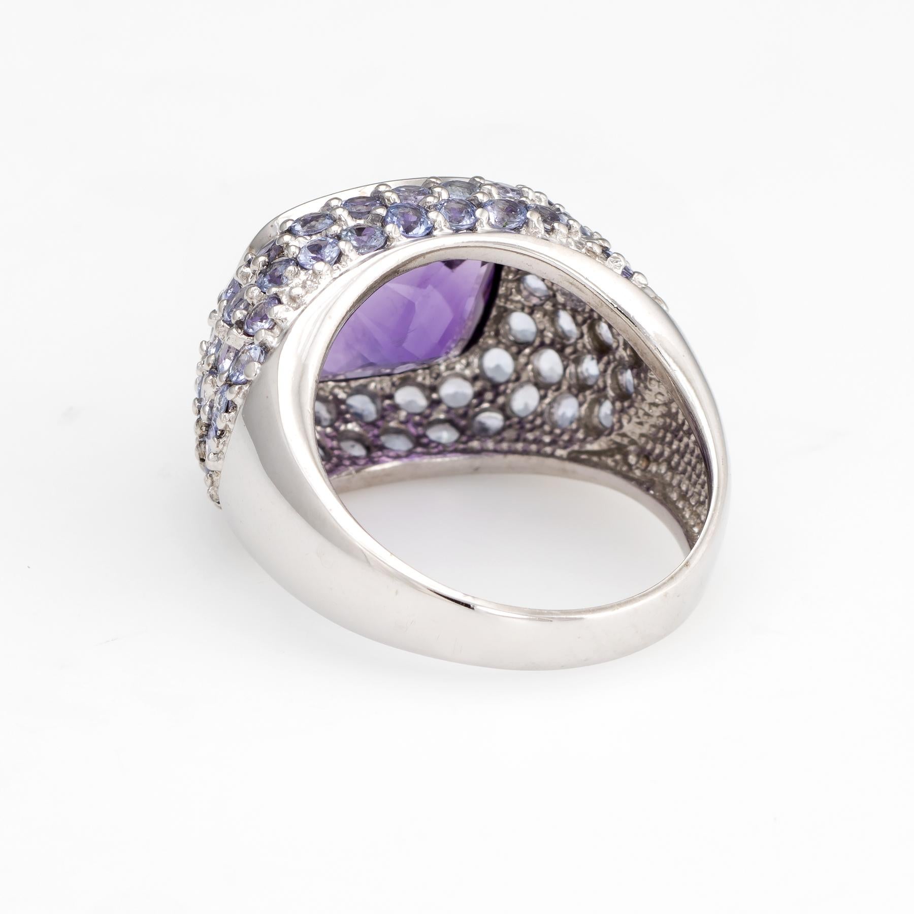 Amethyst Iolite Ring 10k White Gold Vintage East West Cocktail Estate Jewelry In Good Condition In Torrance, CA