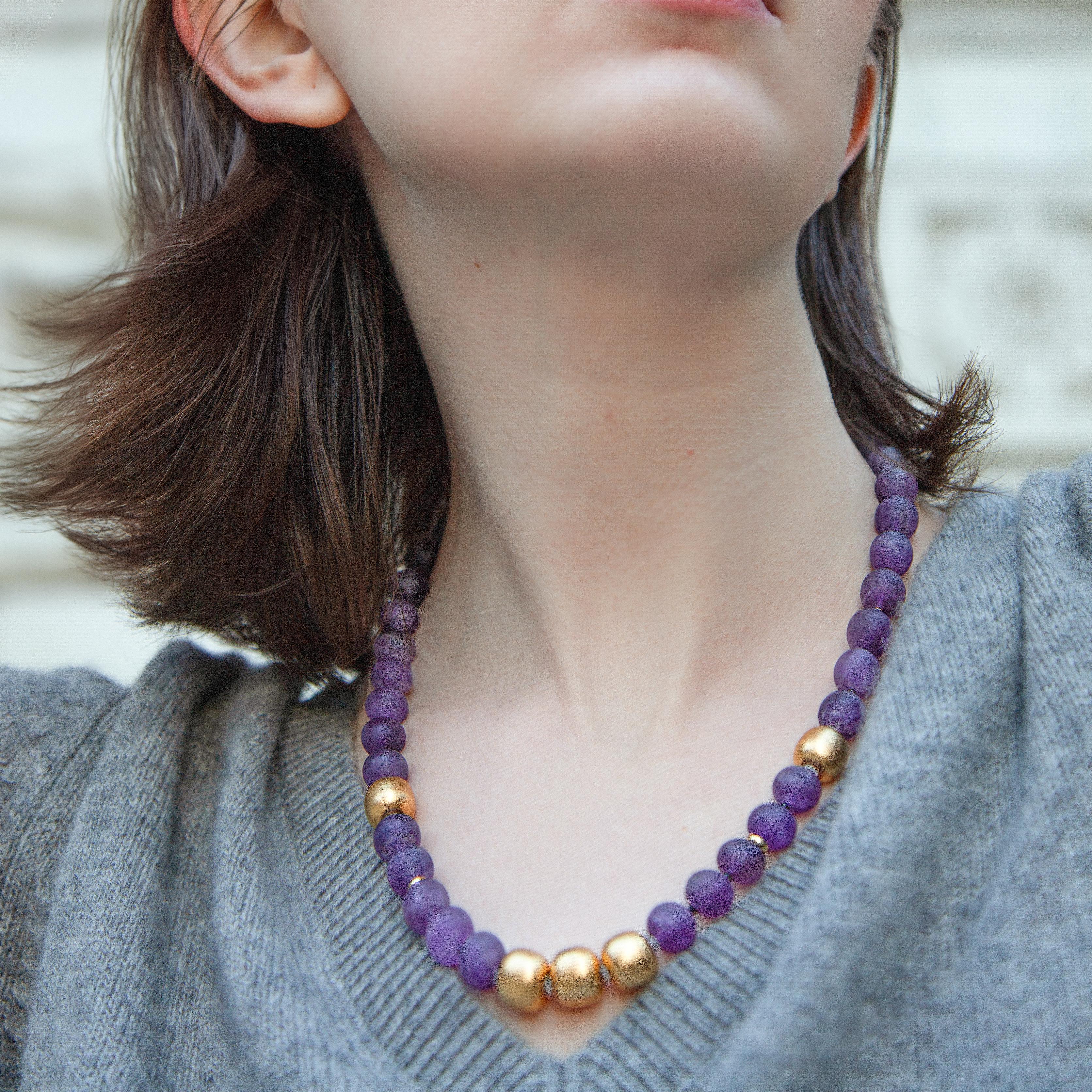 Donna Collana d'oro con iris di ametista - by Bombyx House in vendita