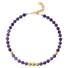 Amethyst Irises Gold Necklace - by Bombyx House