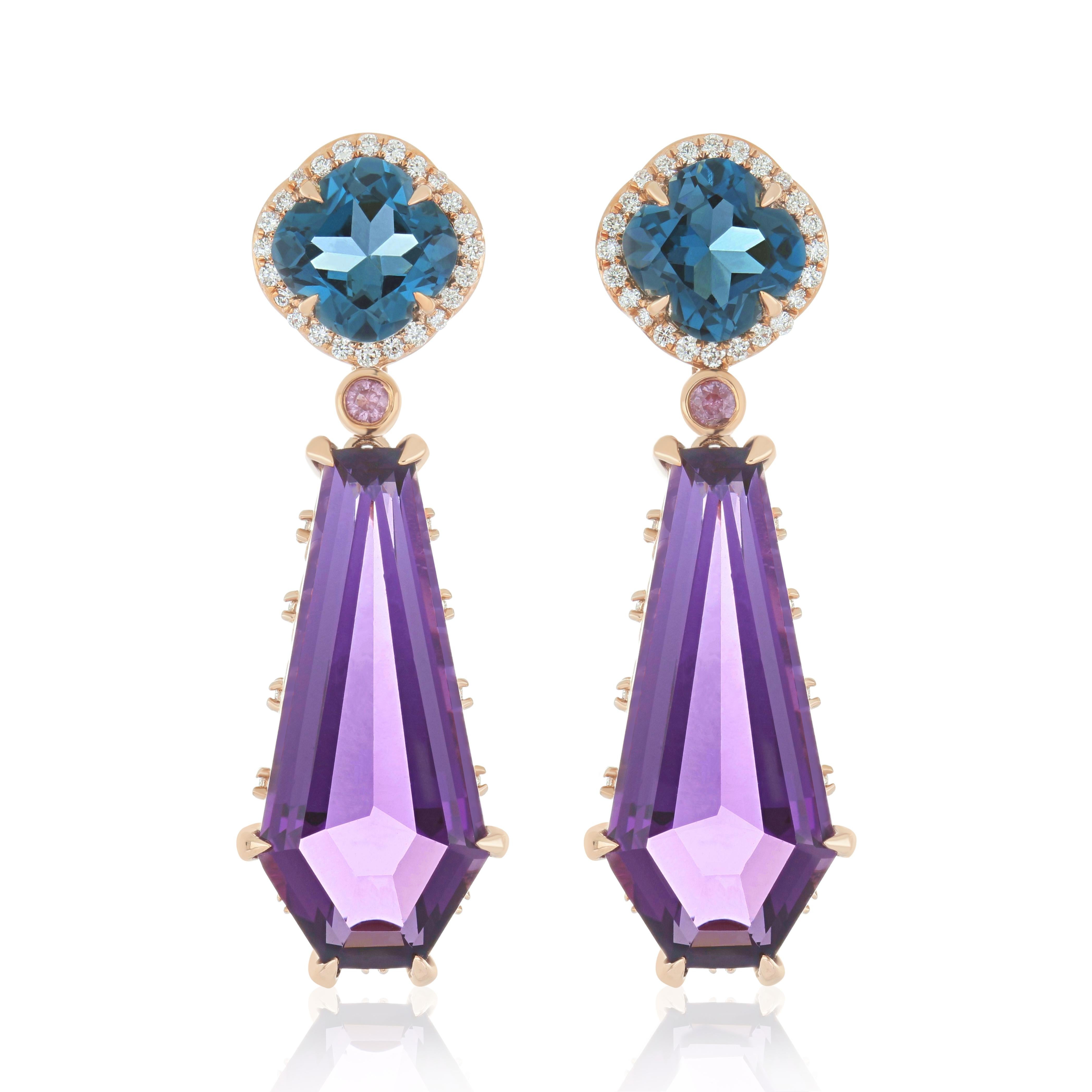 The Pendant: Effortlessly Radiate Elegance with a Central 11.70 -Carat (approx.) Fancy-Cut Mint Quartz Adorned by a Brilliant Halo of Micro-Pave Diamonds Weighing 0.21Carats (approx.) and Top of the Pendant Pave sated Fancy-Cut London Blue Topaz