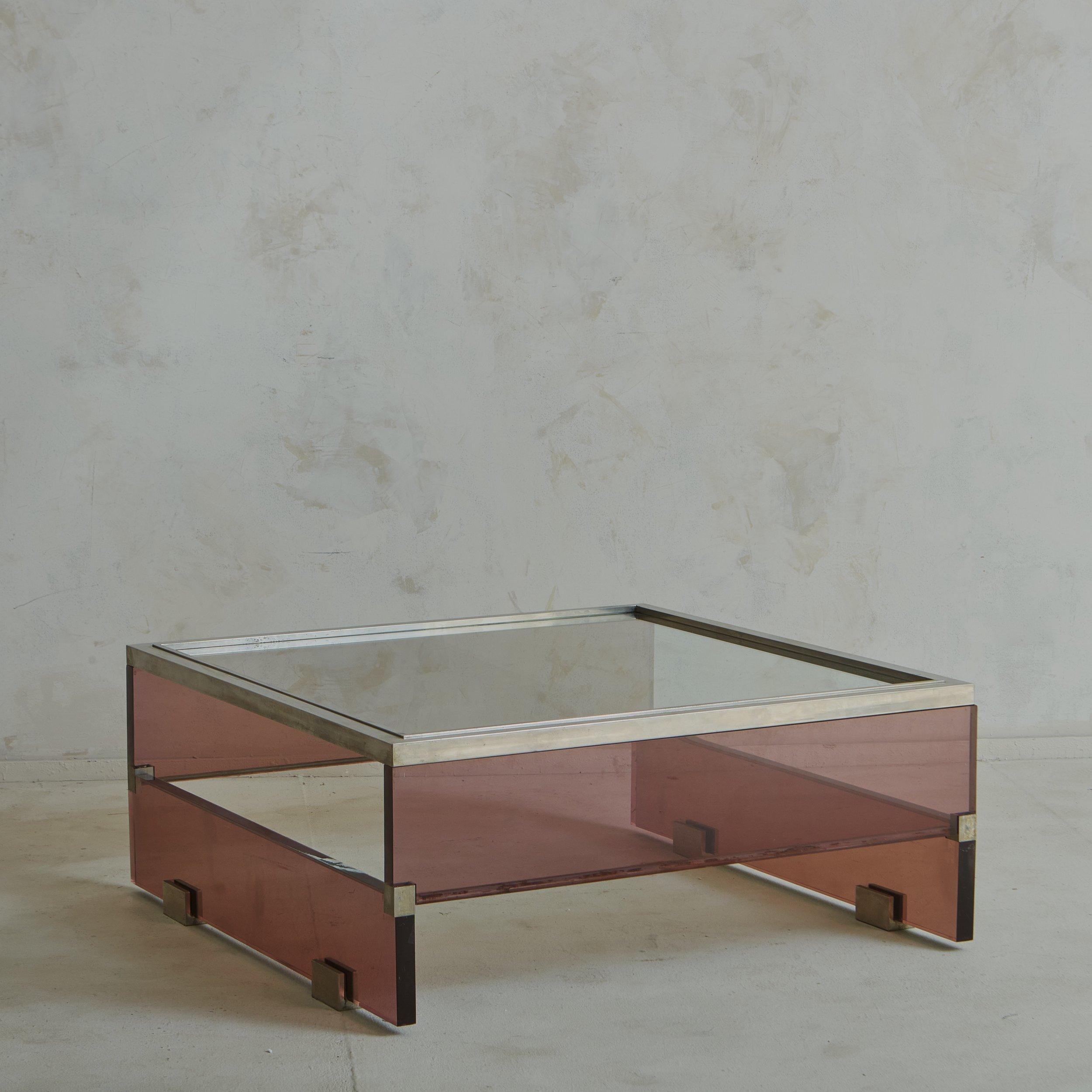 Modern Amethyst Lucite Coffee Table, France 1970s For Sale
