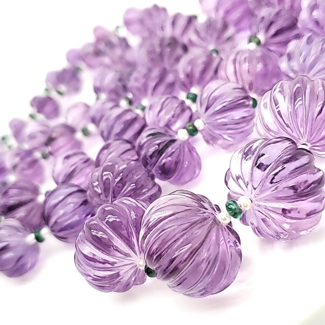 Amethyst Melon Perlen Cts 691 Halskette (Zeitgenössisch) im Angebot