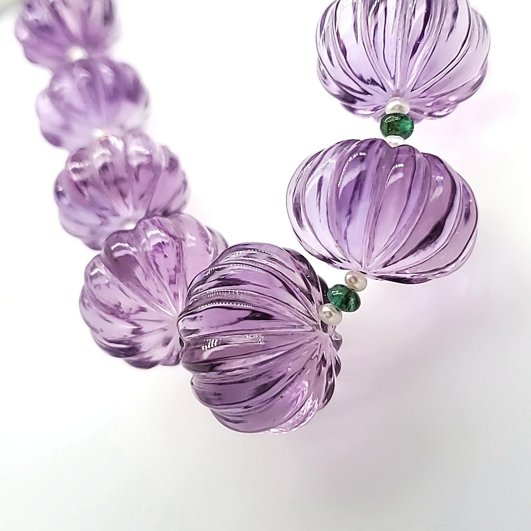 Amethyst Melon Perlen Cts 691 Halskette im Zustand „Neu“ im Angebot in Hong Kong, HK