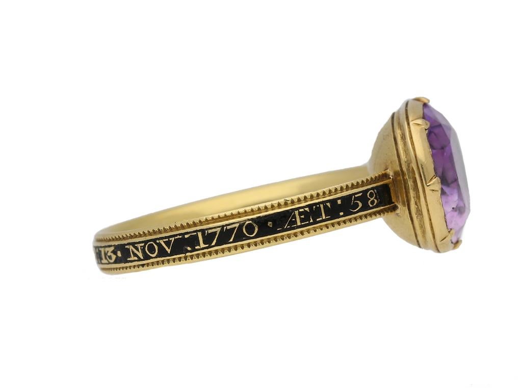 Georgian Amethyst Memorial Ring for the Right Honourable George Grenville (British Prime For Sale