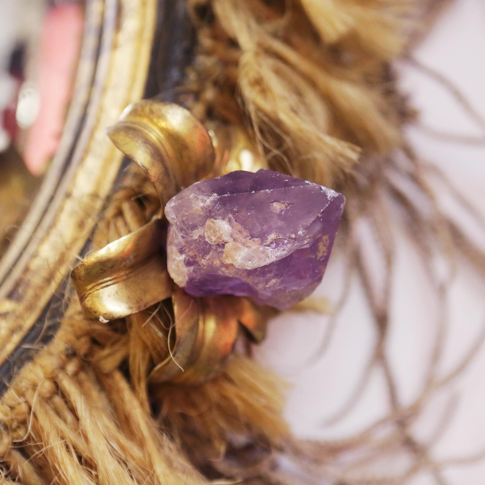 Amethyst Mirror with Amethyst Stone from Brazil In New Condition In Paris, FR
