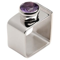 Amethyst Monolith Ring in Sterling Silver 925 by SAKRA