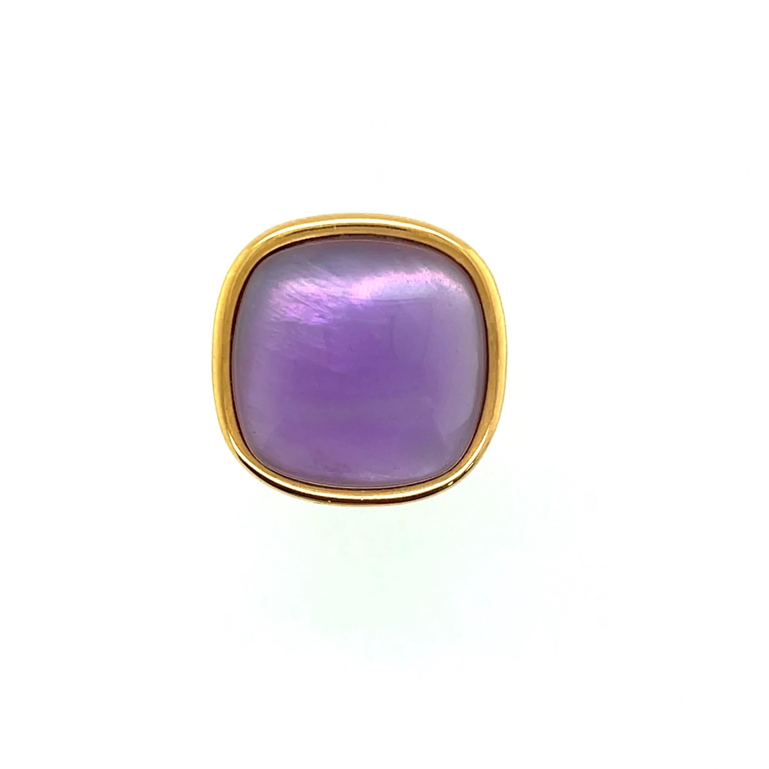 Contemporain Bague en améthyste, nacre et or jaune en vente