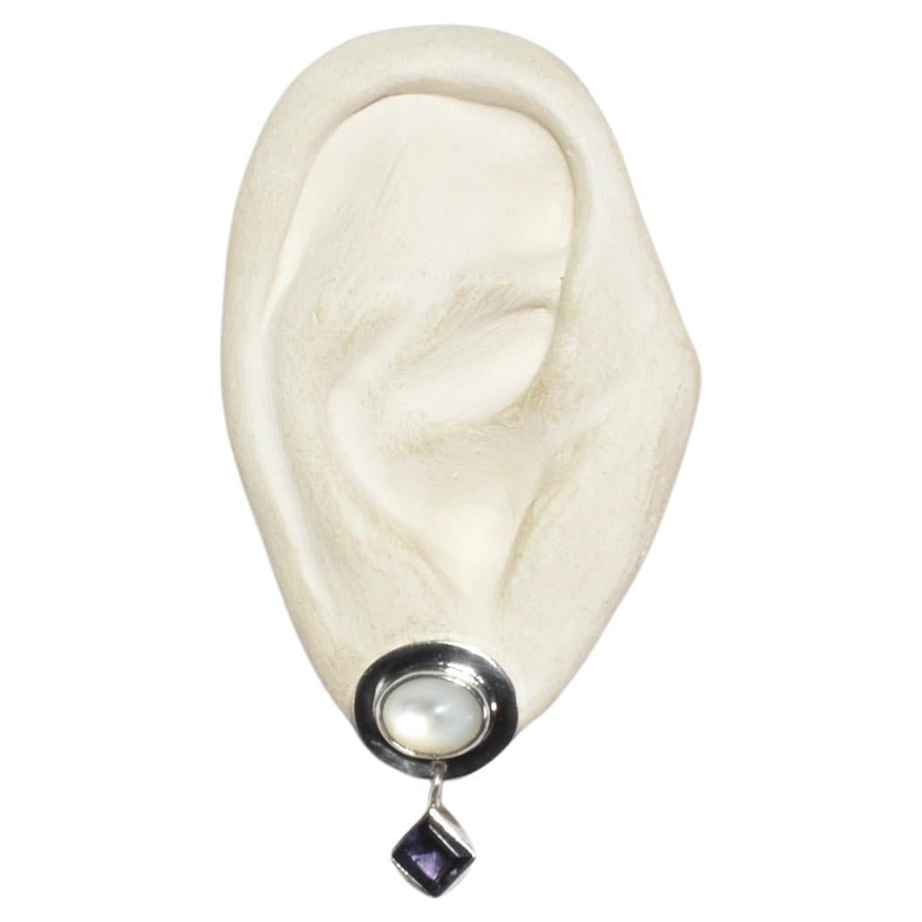 Amethyst Mother of Pearl Earrings For Sale