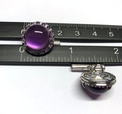 Boutons de manchette Améthyste Nacre Tourmaline verte Or blanc
