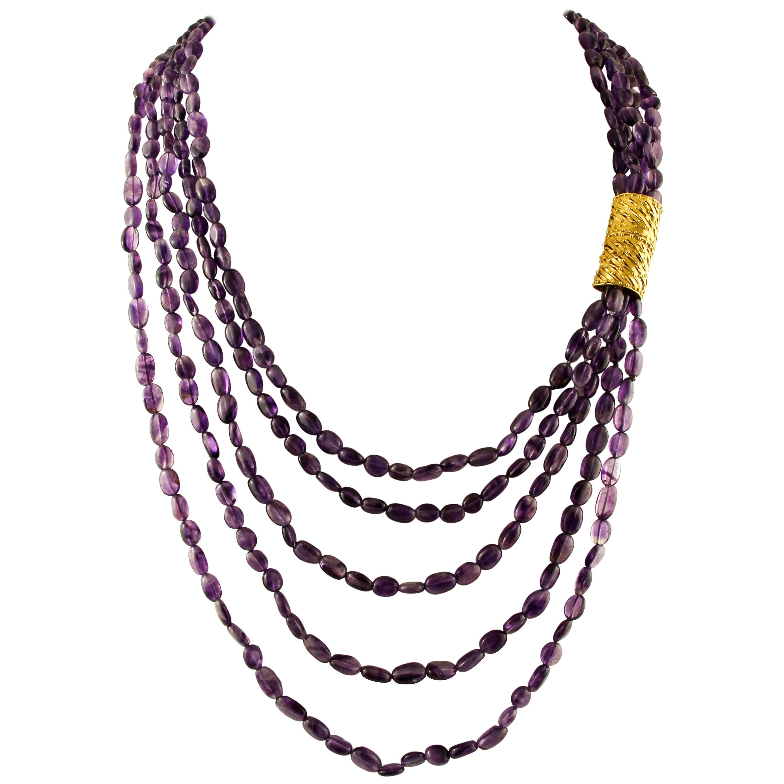 Double Strand Amethyst Bead Necklace at 1stDibs