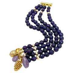 Amethyst Multiple Strand Charm Bracelet
