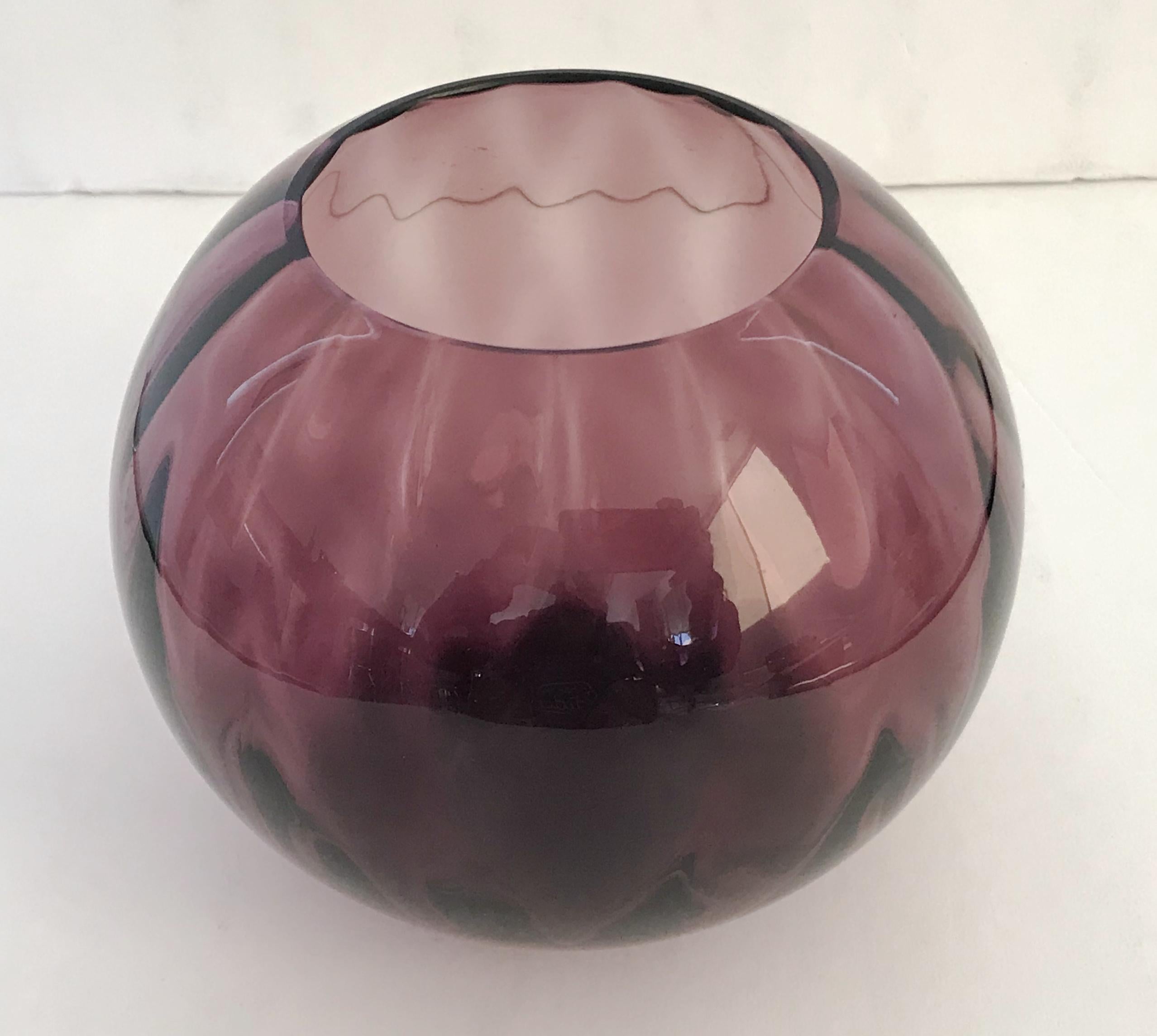 Italian amethyst Murano glass bowl / Made in Italy, circa 1960s
Measures: diameter 5.5 inches, height 5 inches, opening 3 inches
1 available in stock in Palm Springs on FINAL CLEARANCE SALE for $199 !
Order reference #: FABIOLTD G172
This piece