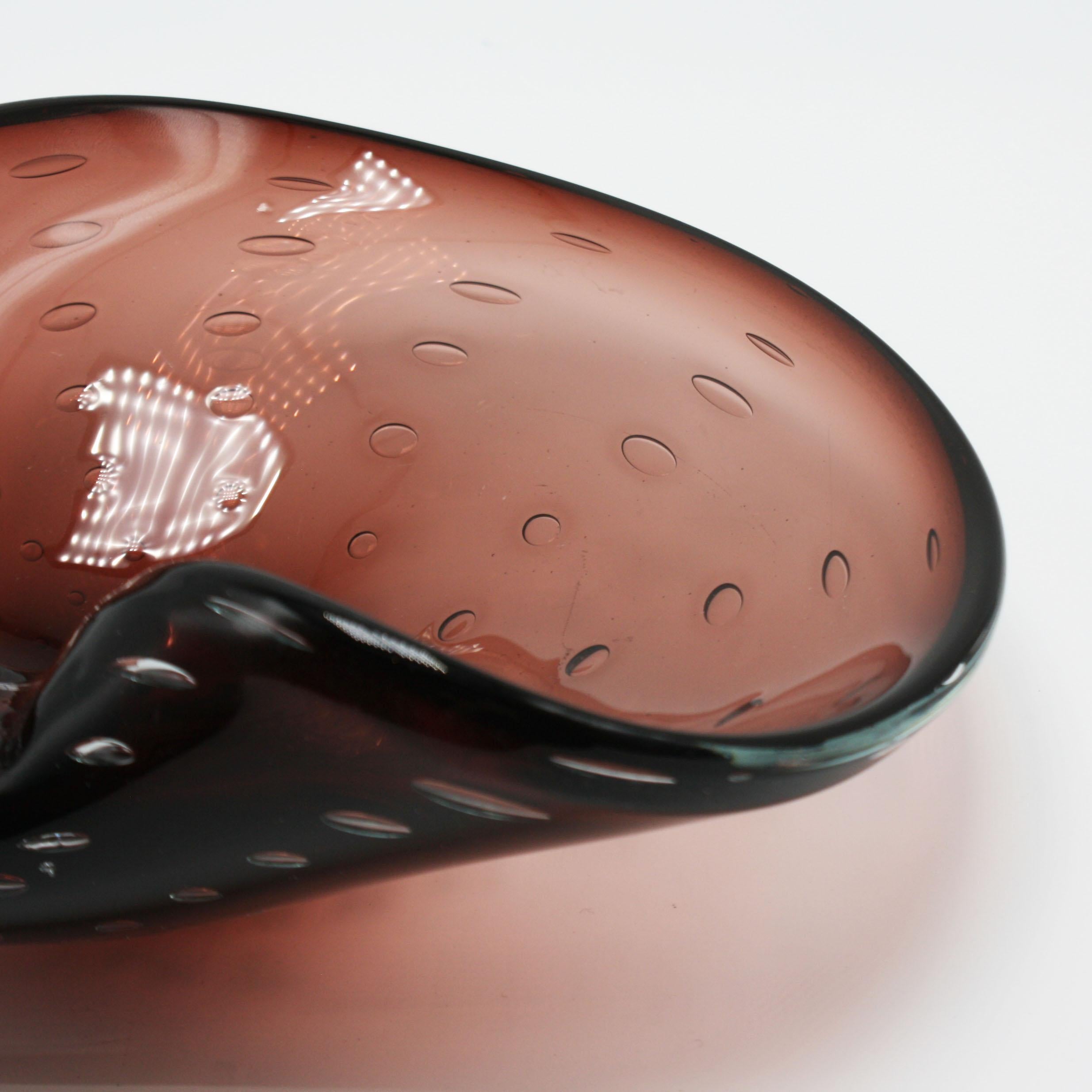 Amethyst Murano Glass Bowl with Bubble Inclusions, circa 1950 (Muranoglas)