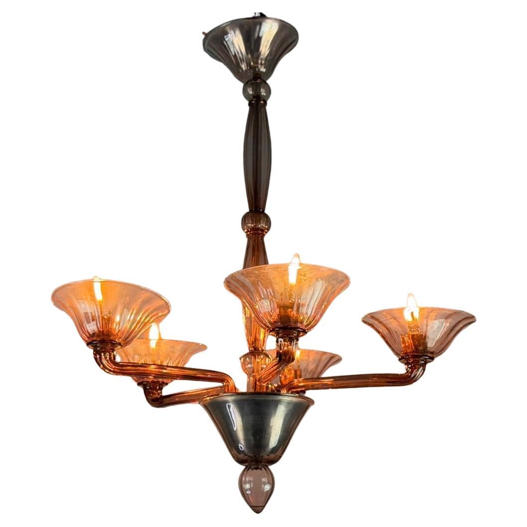 Amethyst Murano glass Venetian chandelier, circa 1920 For Sale