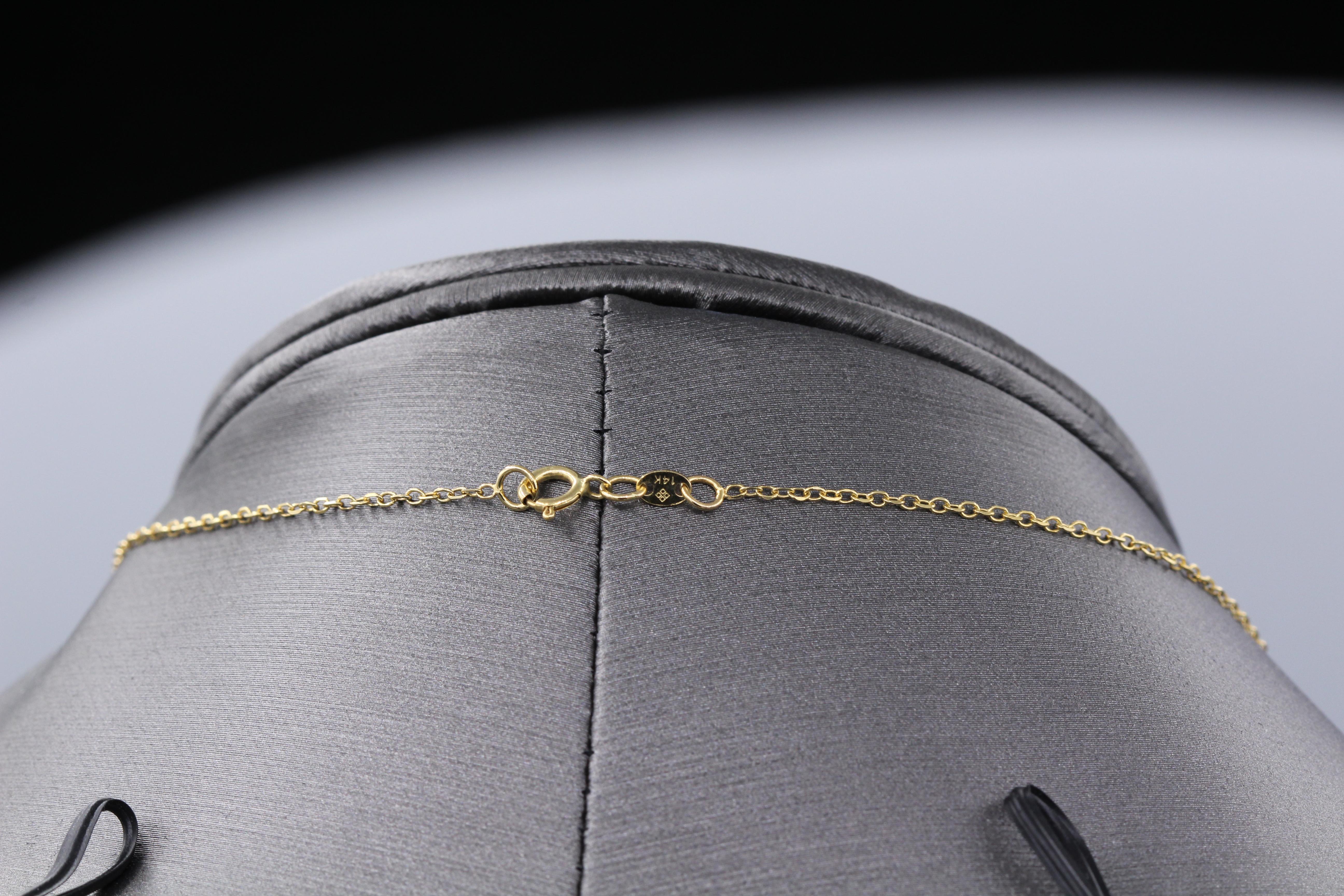 Collier de perles pendantes en or jaune 14 carats avec améthyste 001 Neuf - En vente à Brooklyn, NY