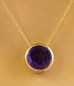 Amethyst Necklace In 14 Karat Yellow Gold 