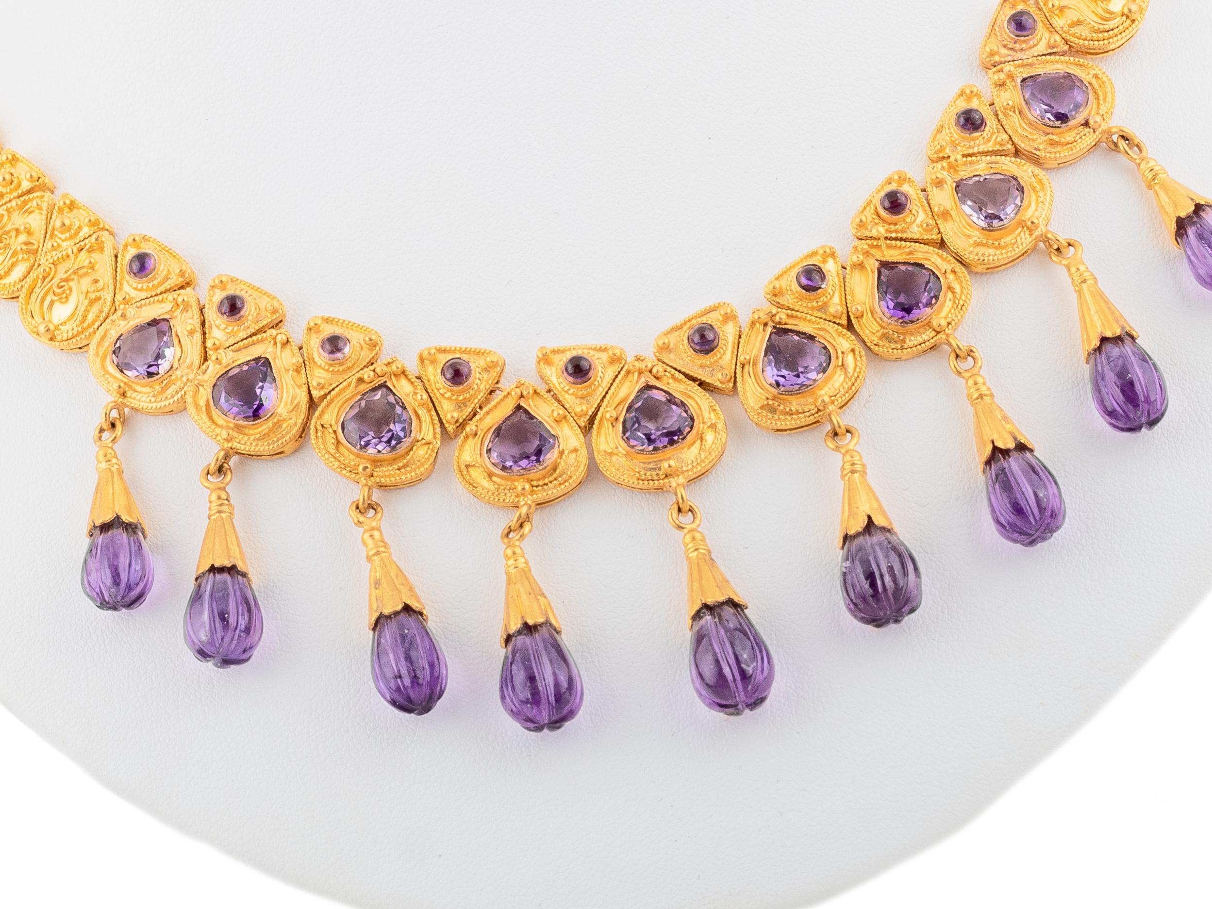 Empire Amethyst Necklace in 18ct Gold For Sale