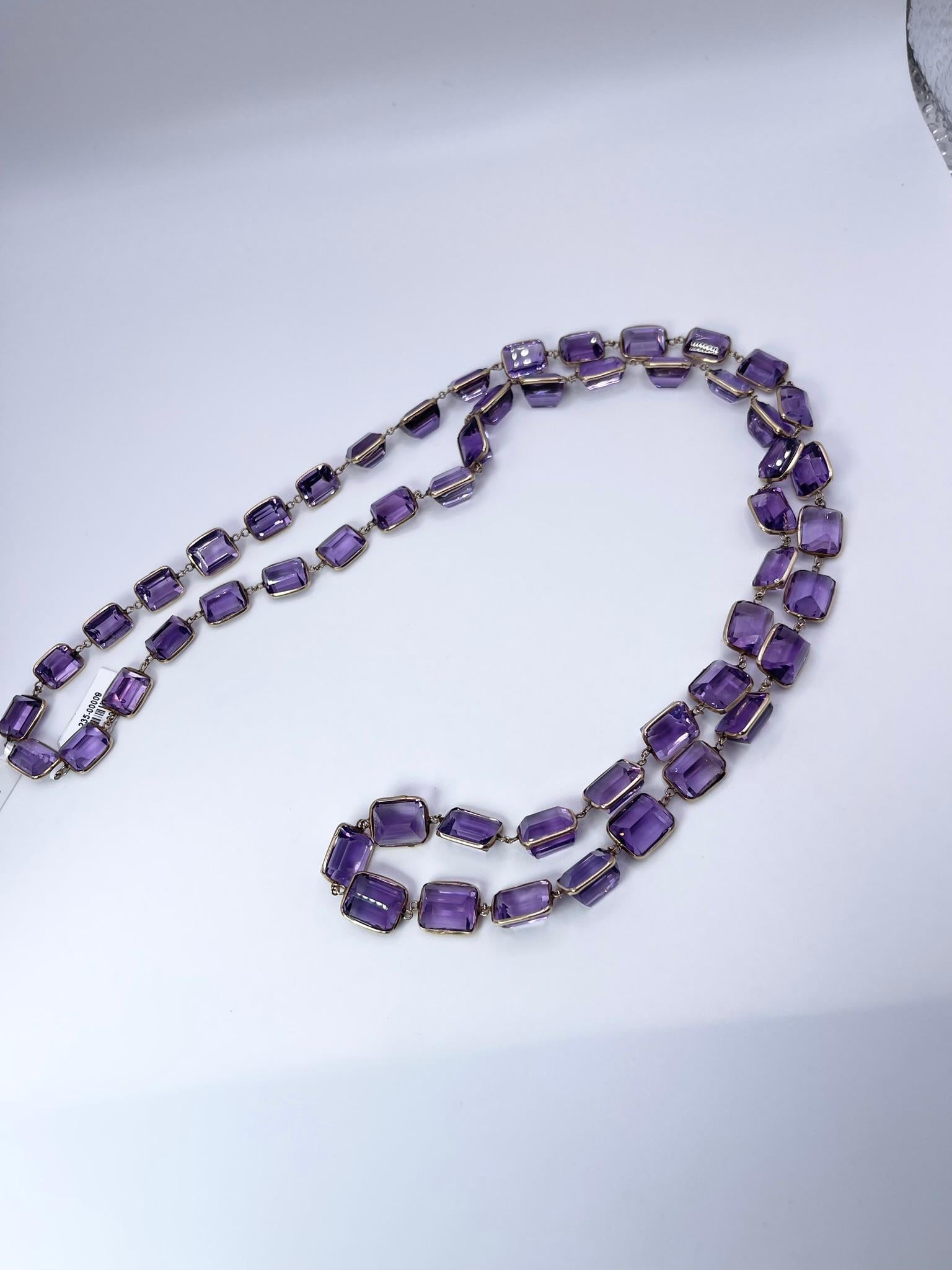 Amethyst Necklace Long Natural Amethyst Yard Necklace Link Necklace 300 Carats  In New Condition For Sale In Jupiter, FL