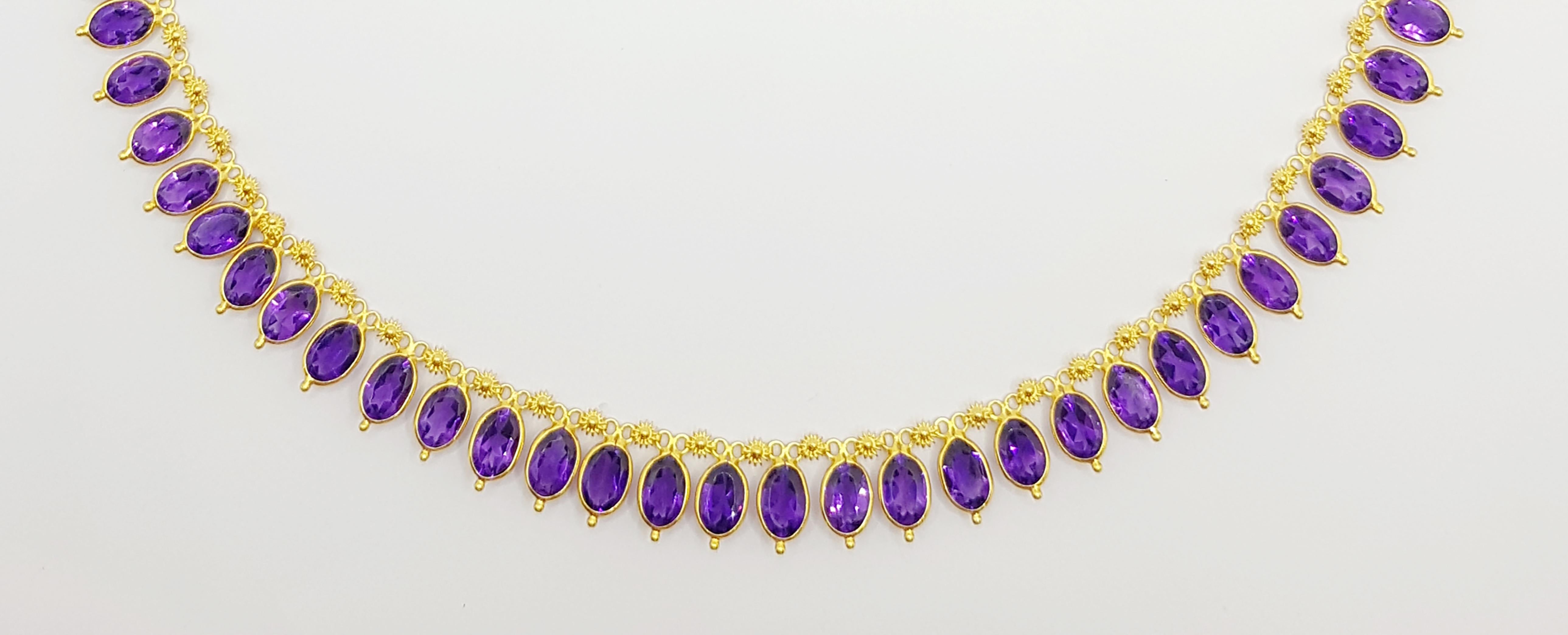 Amethyst Necklace Set in 18 Karat Gold Settings For Sale at 1stDibs ...
