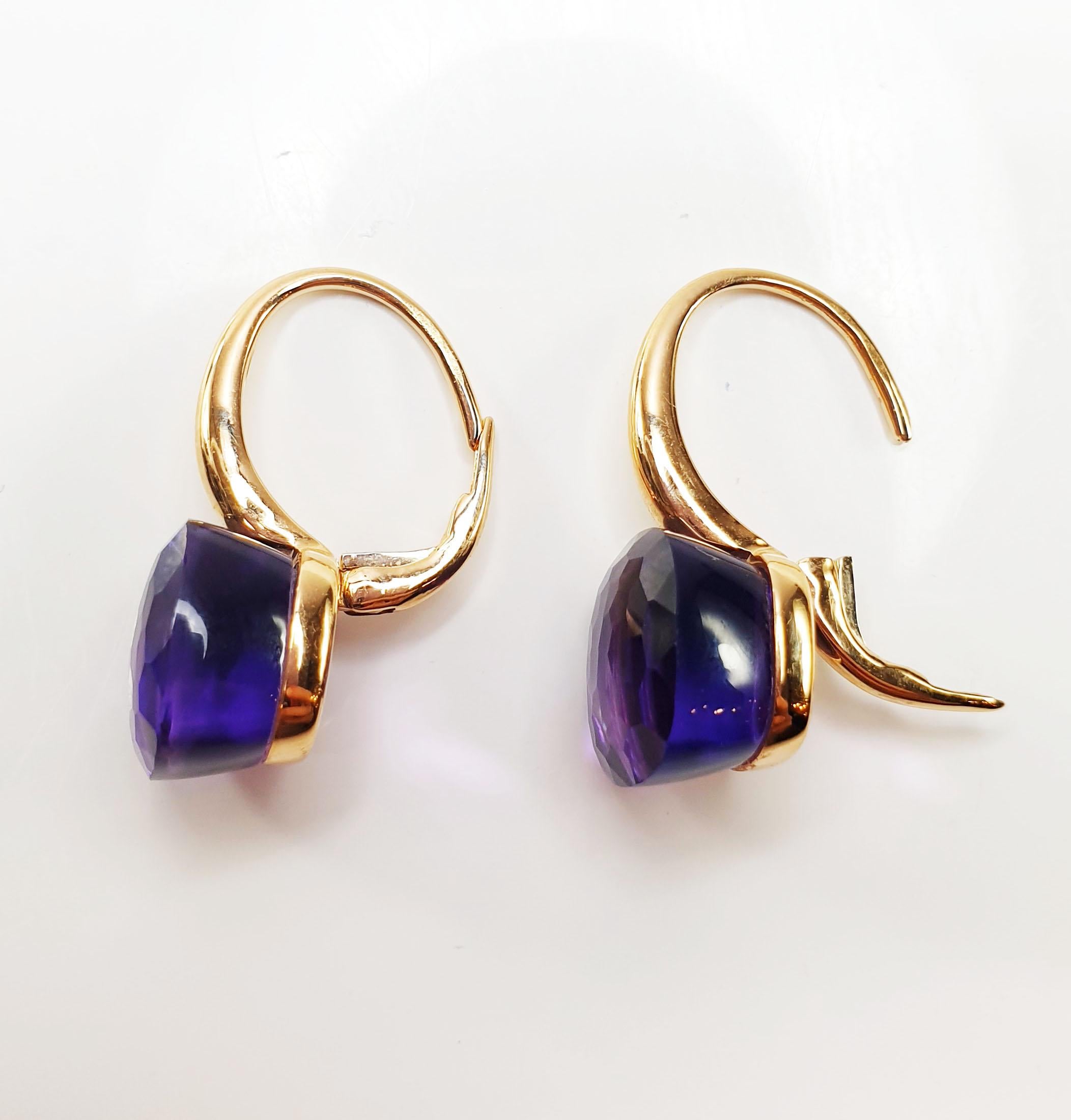 This pair of earrings weight total 5.9gr and measure 22mm or 0.75 inches
Amethyst are 4,00ct each 
Also available in Green Quartz, Milky Quartz, citrine Quartz, prasolite, rose quartz,  topaz
Please note that carat weights may slightly vary as each